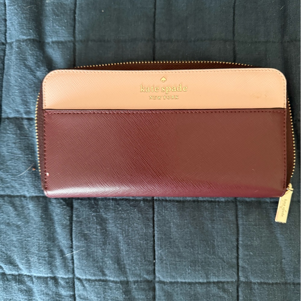 Kate Spade Blush and Maroon Zip Wallet